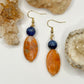 Gold Lapis and Orange Calcite Earrings