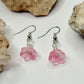 Silver Pink Flower Earrings