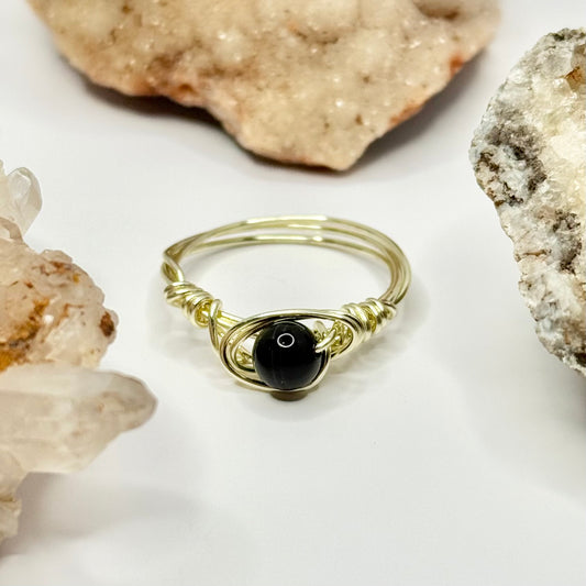 Gold Obsidian Ring