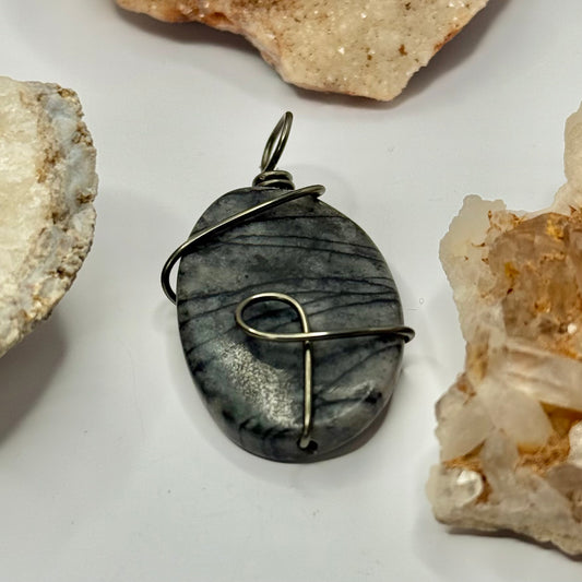 Charcoal Picasso Jasper Pendant