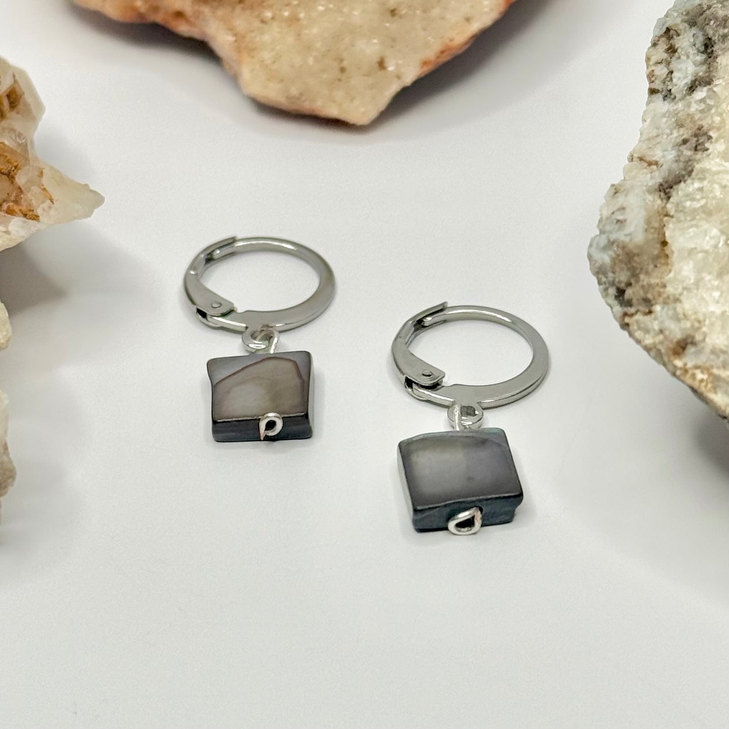 Silver Abalone Shell Earrings