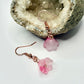 Rose Gold Pink Flower Earrings