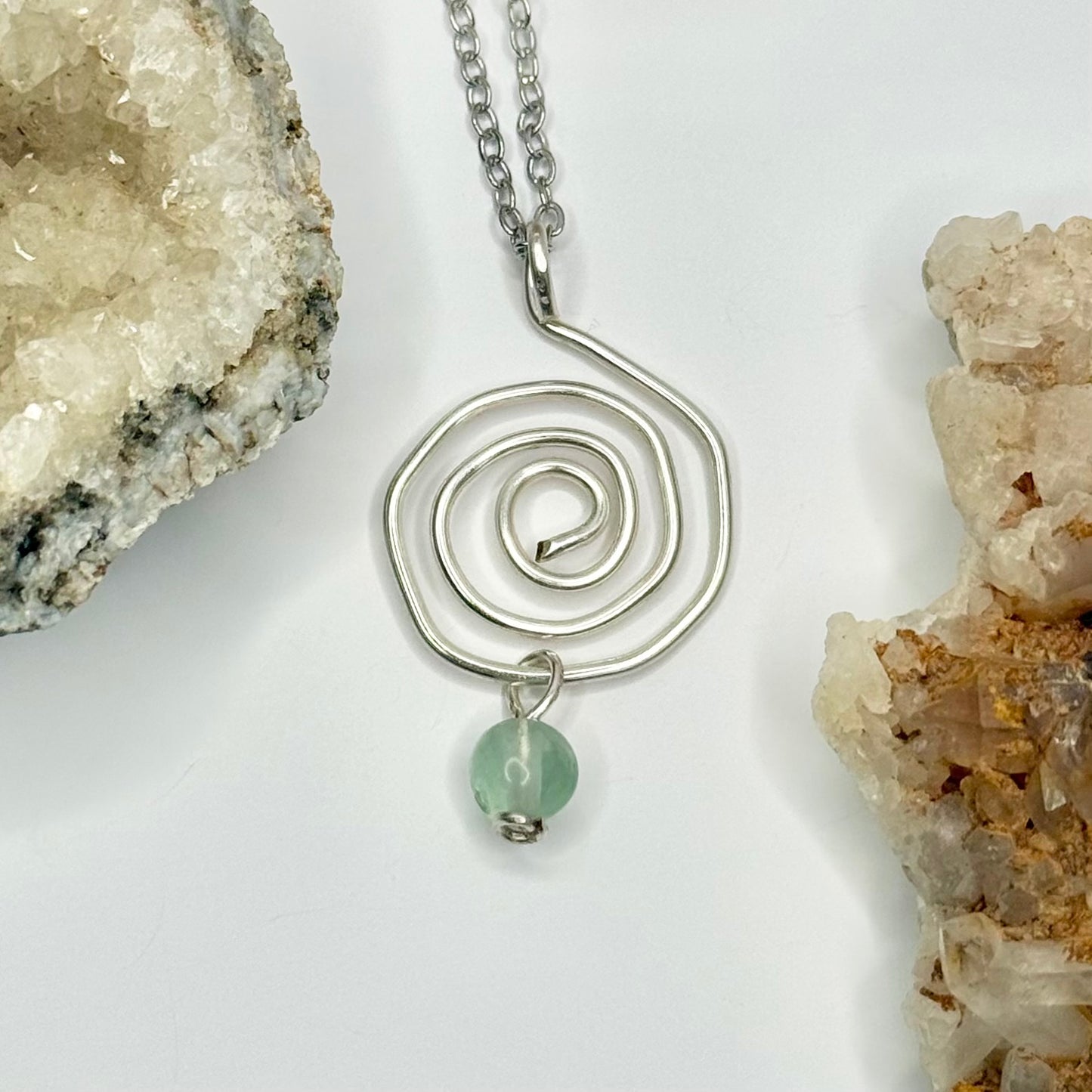 Silver Fluorite Swirl Necklace