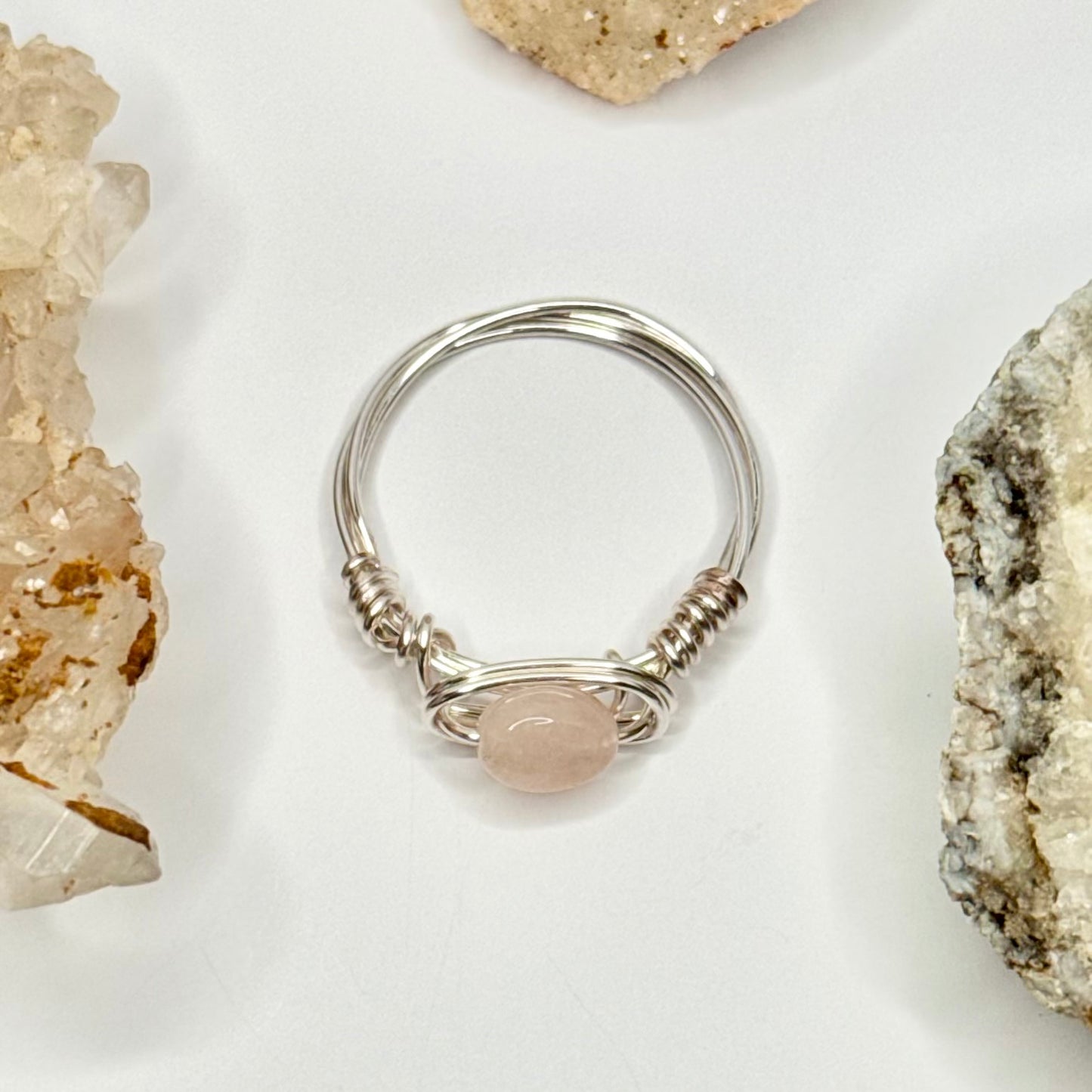Silver Pink Beryl Ring