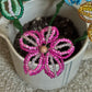 Pink Beaded Flower Stake