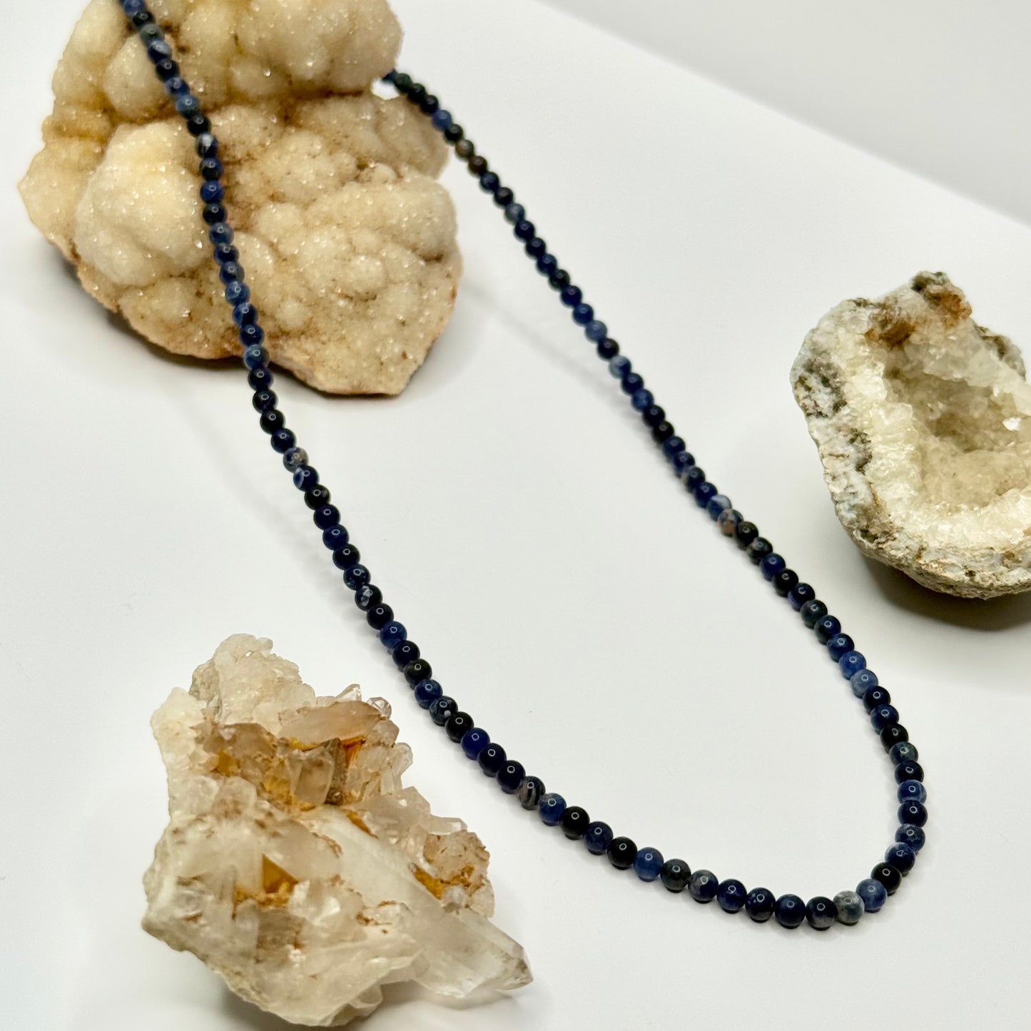 Silver Sodalite Beaded Necklace