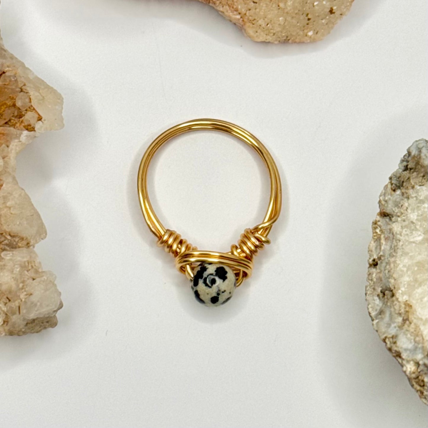 Gold Dalmatian Jasper Ring