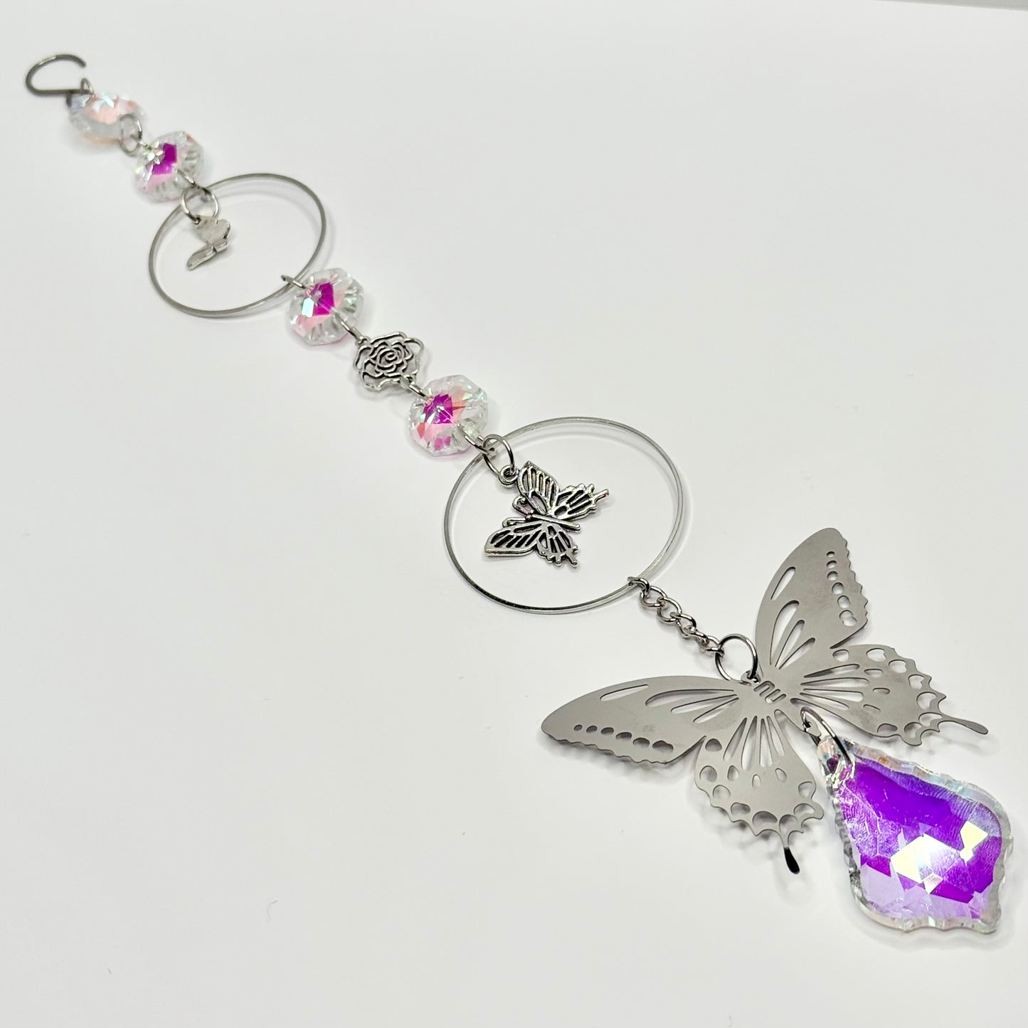 Silver Butterfly in a Bubble Suncatcher