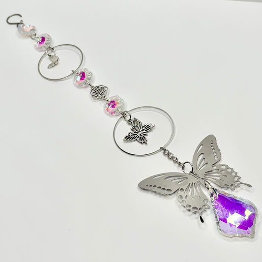 Silver Butterfly in a Bubble Suncatcher