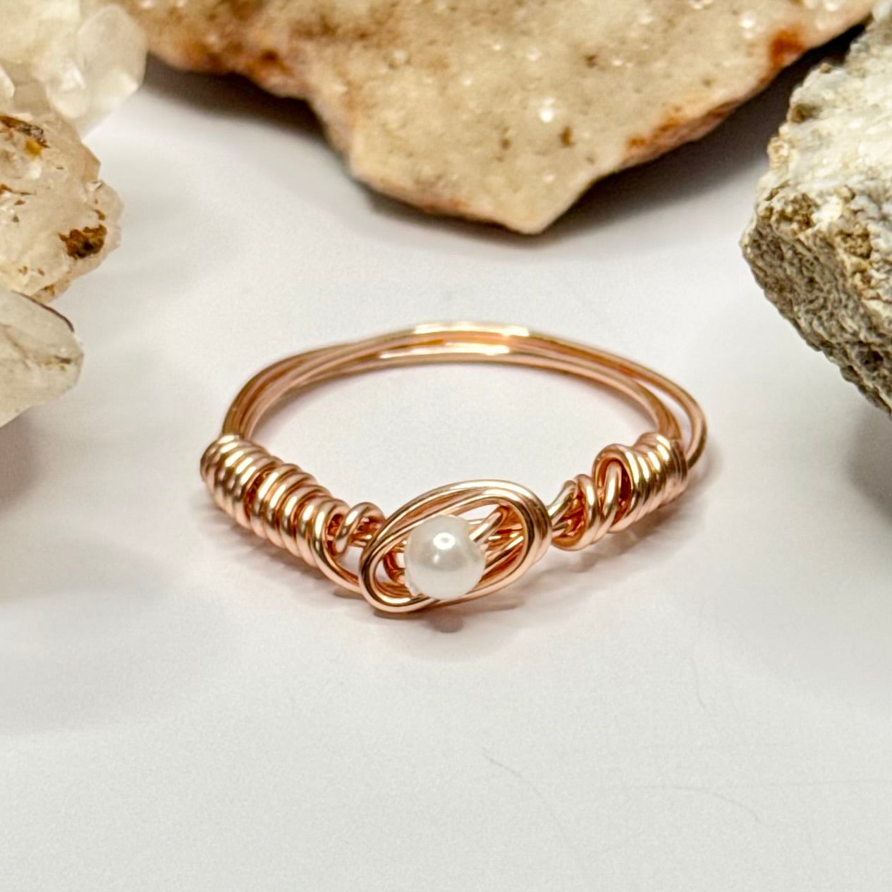 Rose Gold Pearl Ring