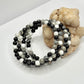 Howlite, Obsidian, Onyx, and Agate Beaded Bracelet