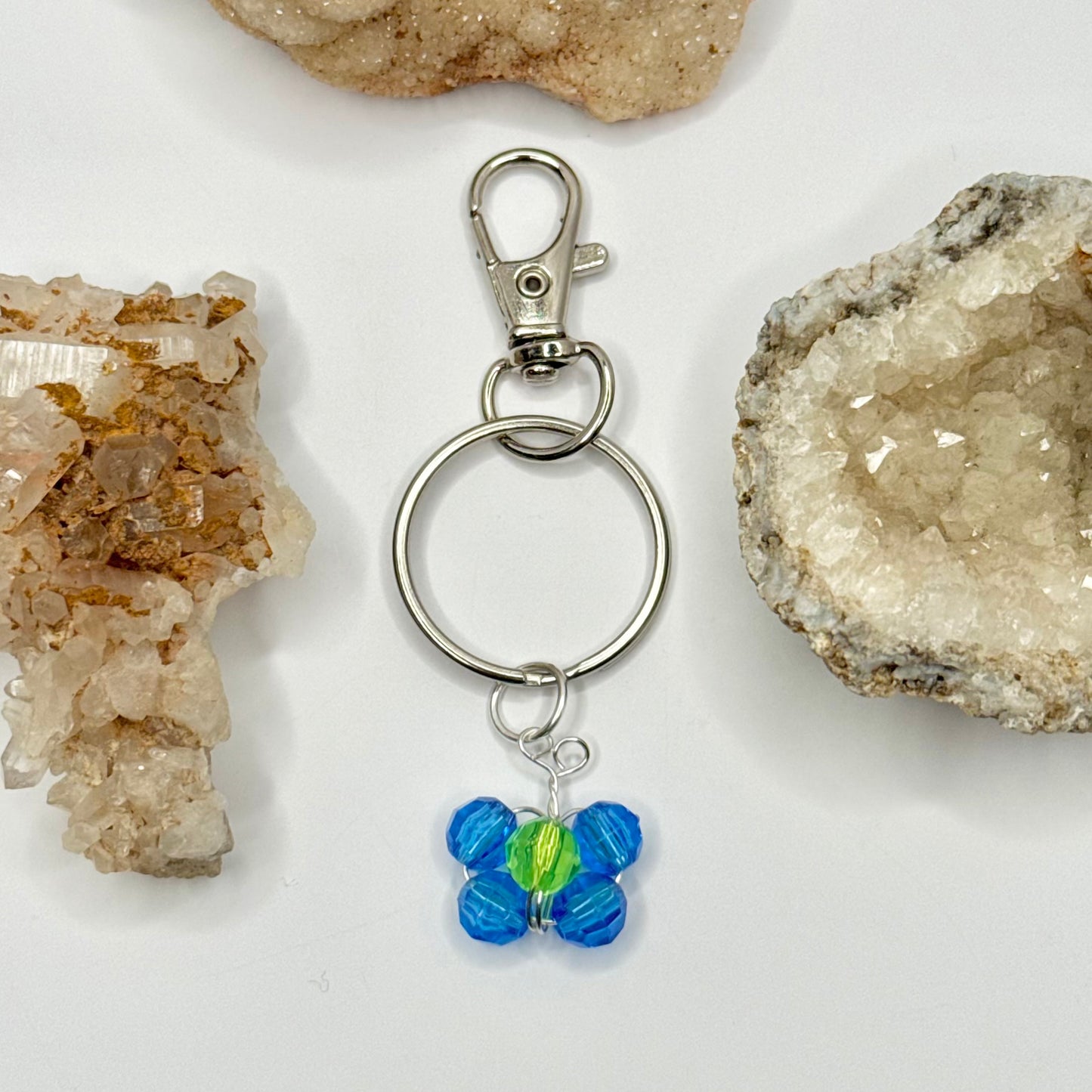 Silver Blue Butterfly Keychain