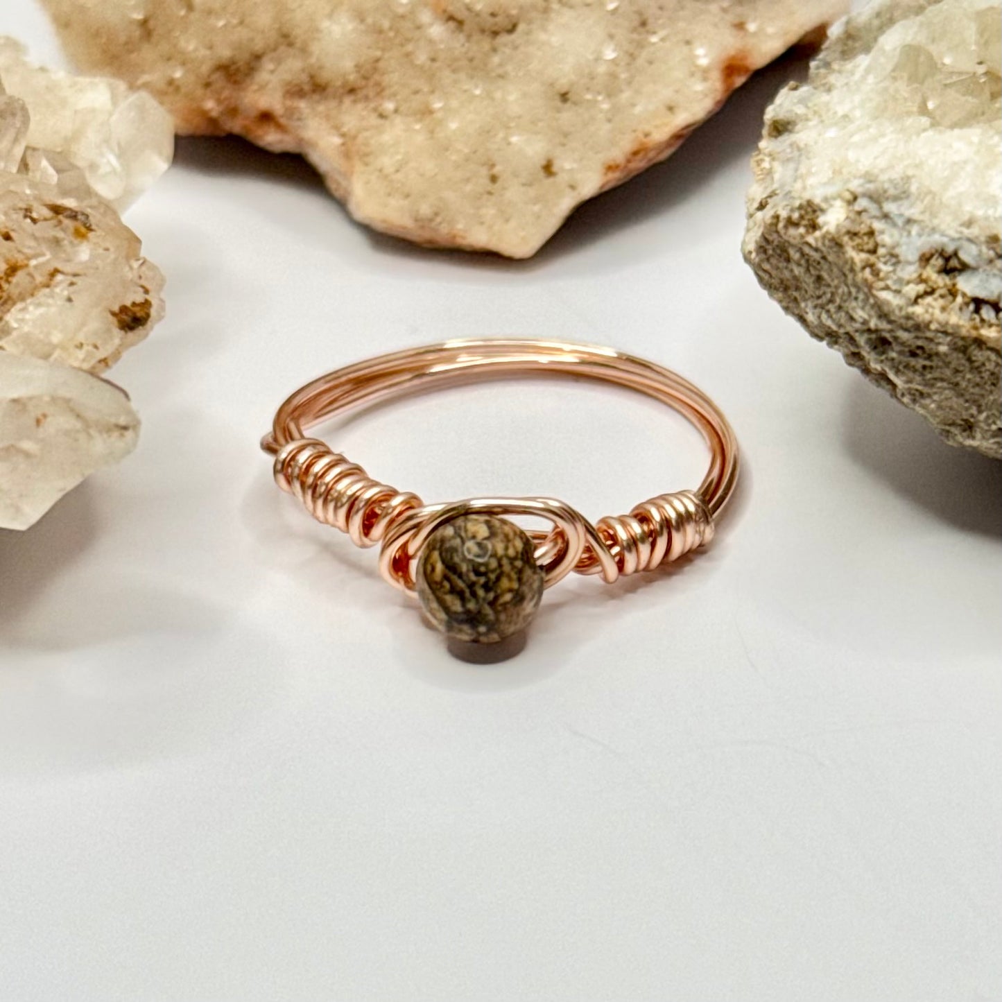 Rose Gold Picture Jasper Ring