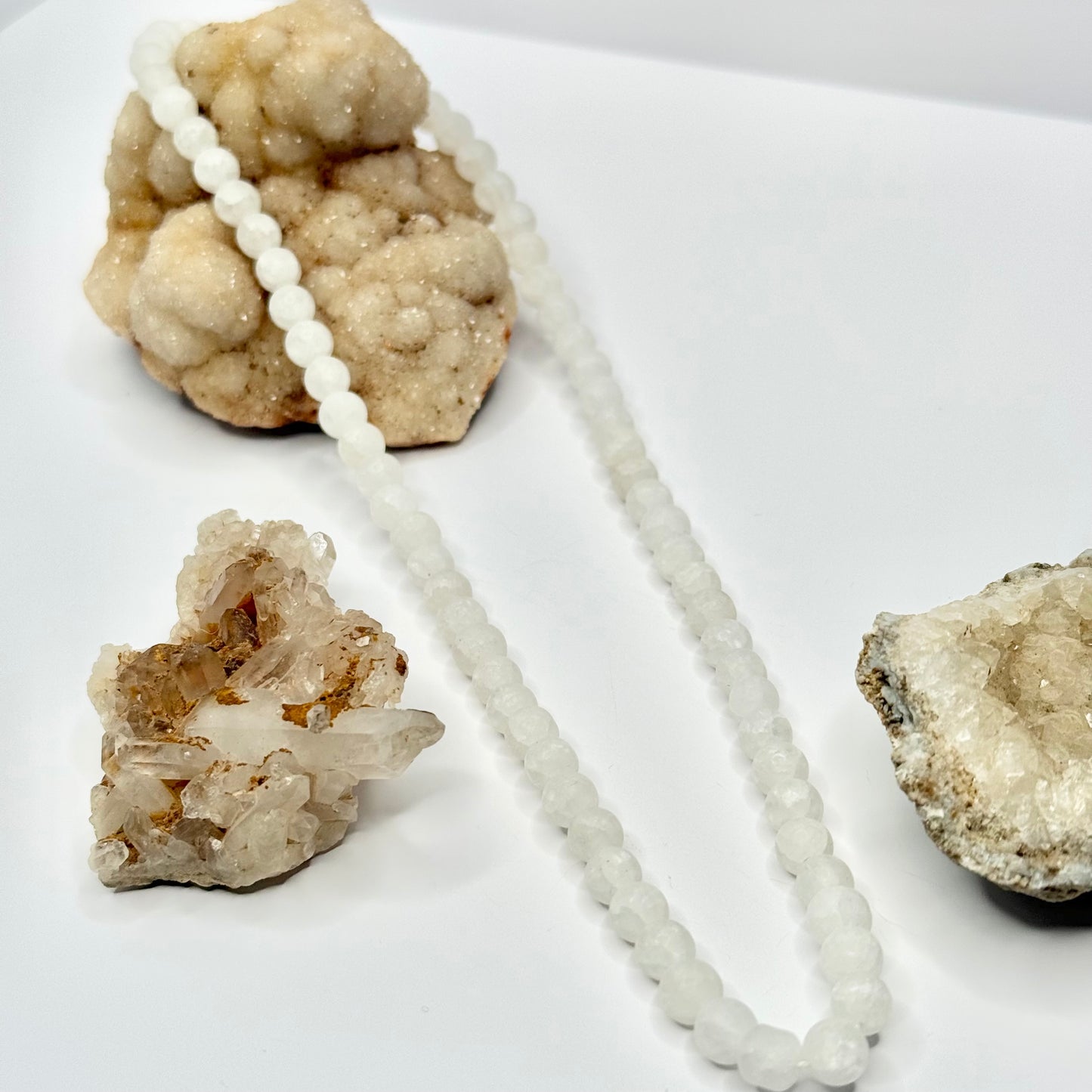 Silver Selenite Beaded Necklace