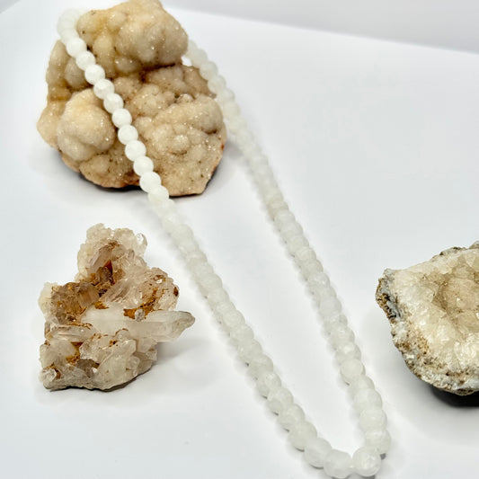 Silver Selenite Beaded Necklace