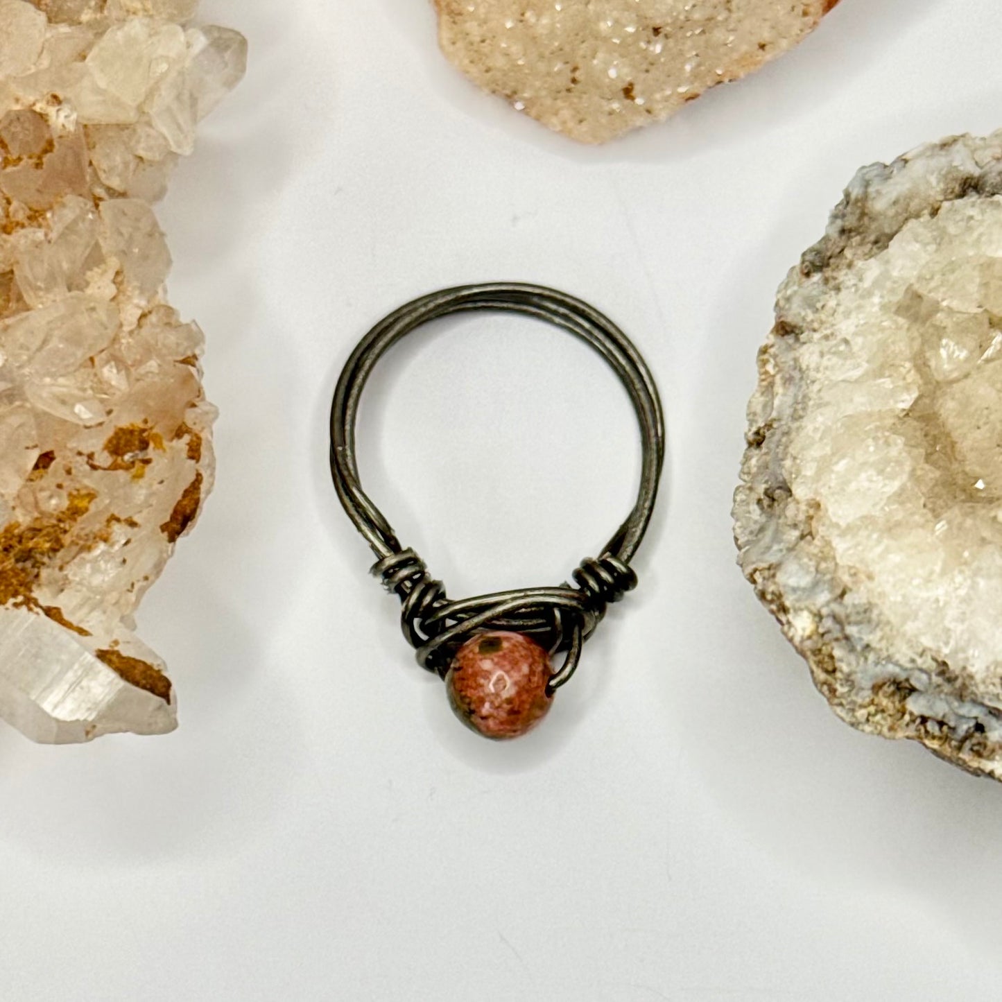 Charcoal Unakite Ring