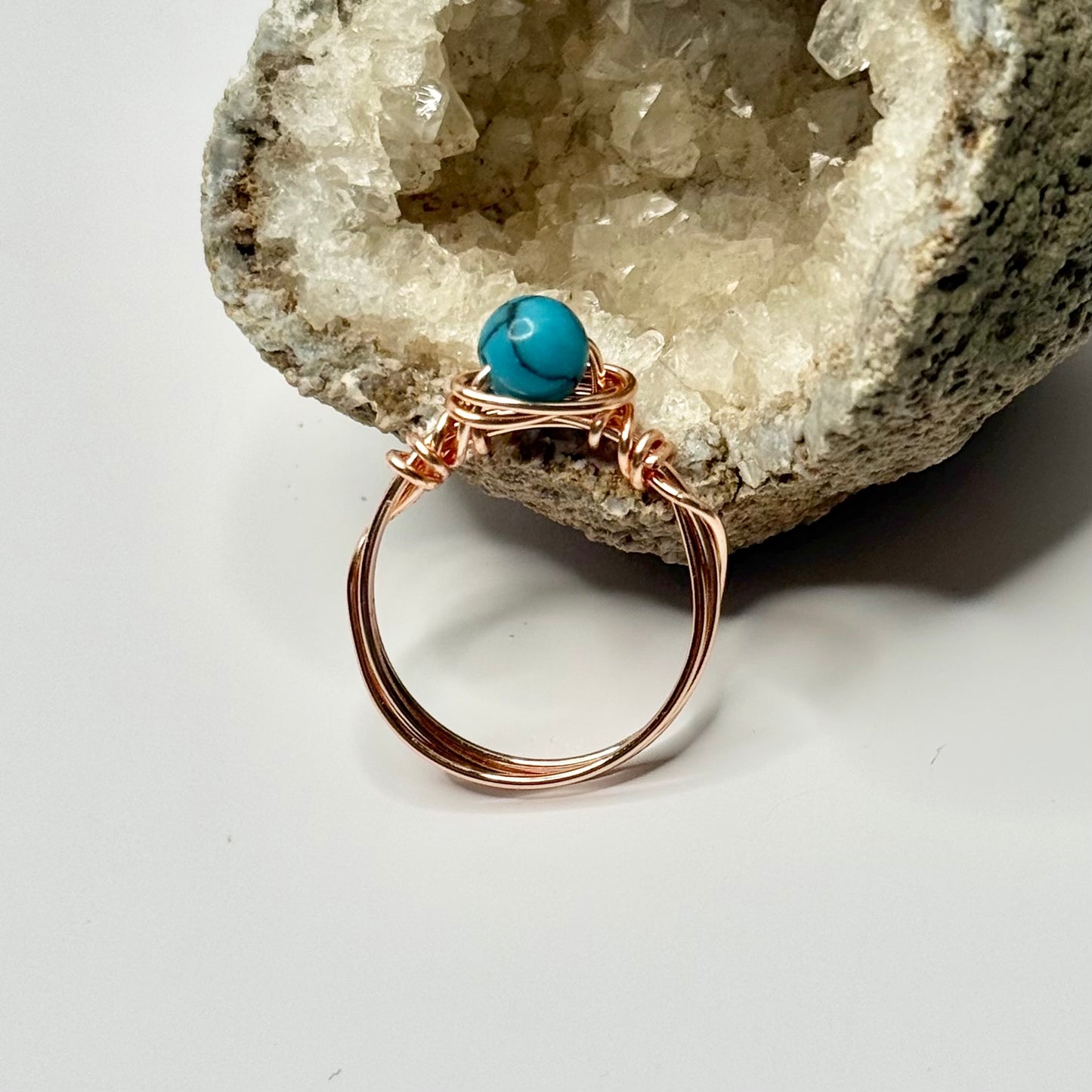 Rose Gold Dyed Howlite Ring