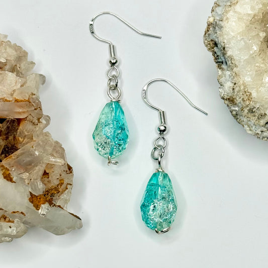 Sterling Silver Blue Resin Earrings