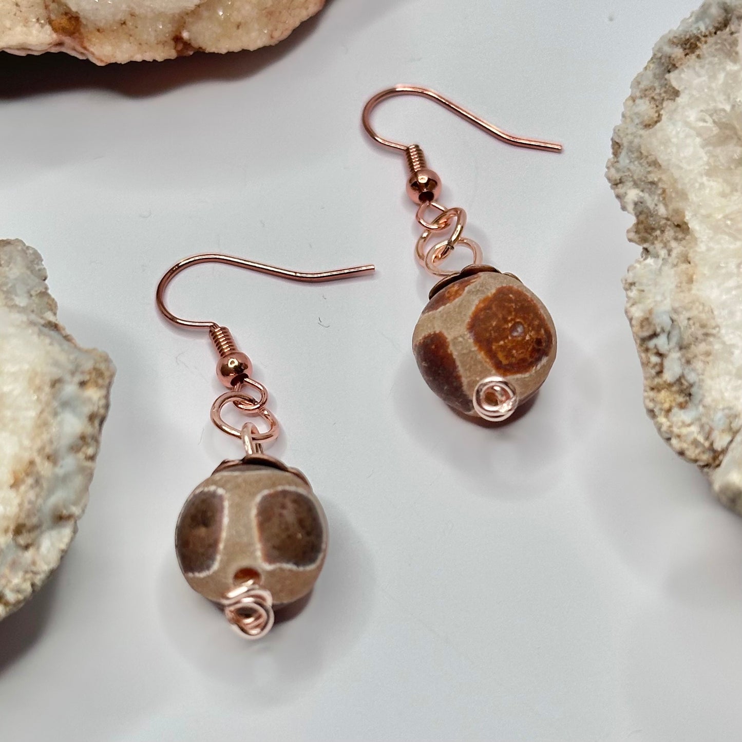 Rose Gold Tibetan Earrings