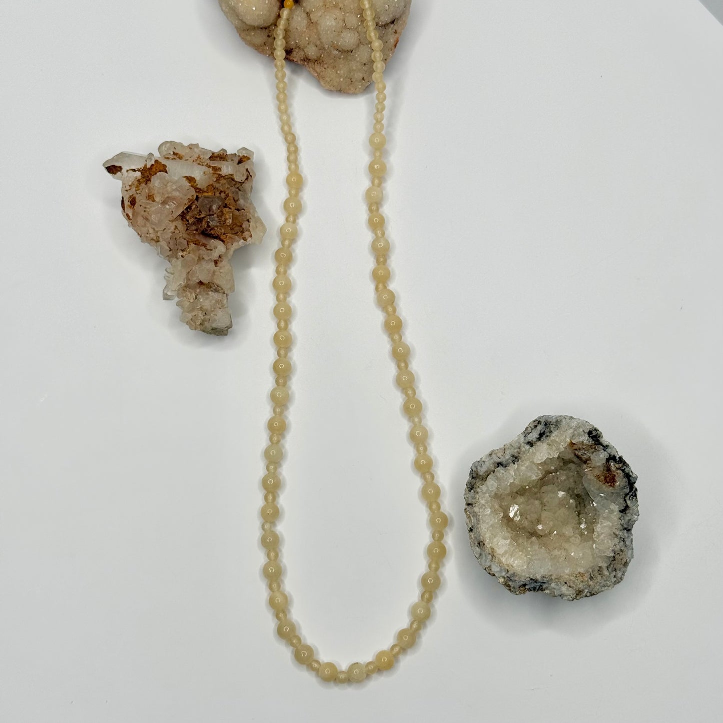 Yellow Carnelian and Calcite Beaded Necklace