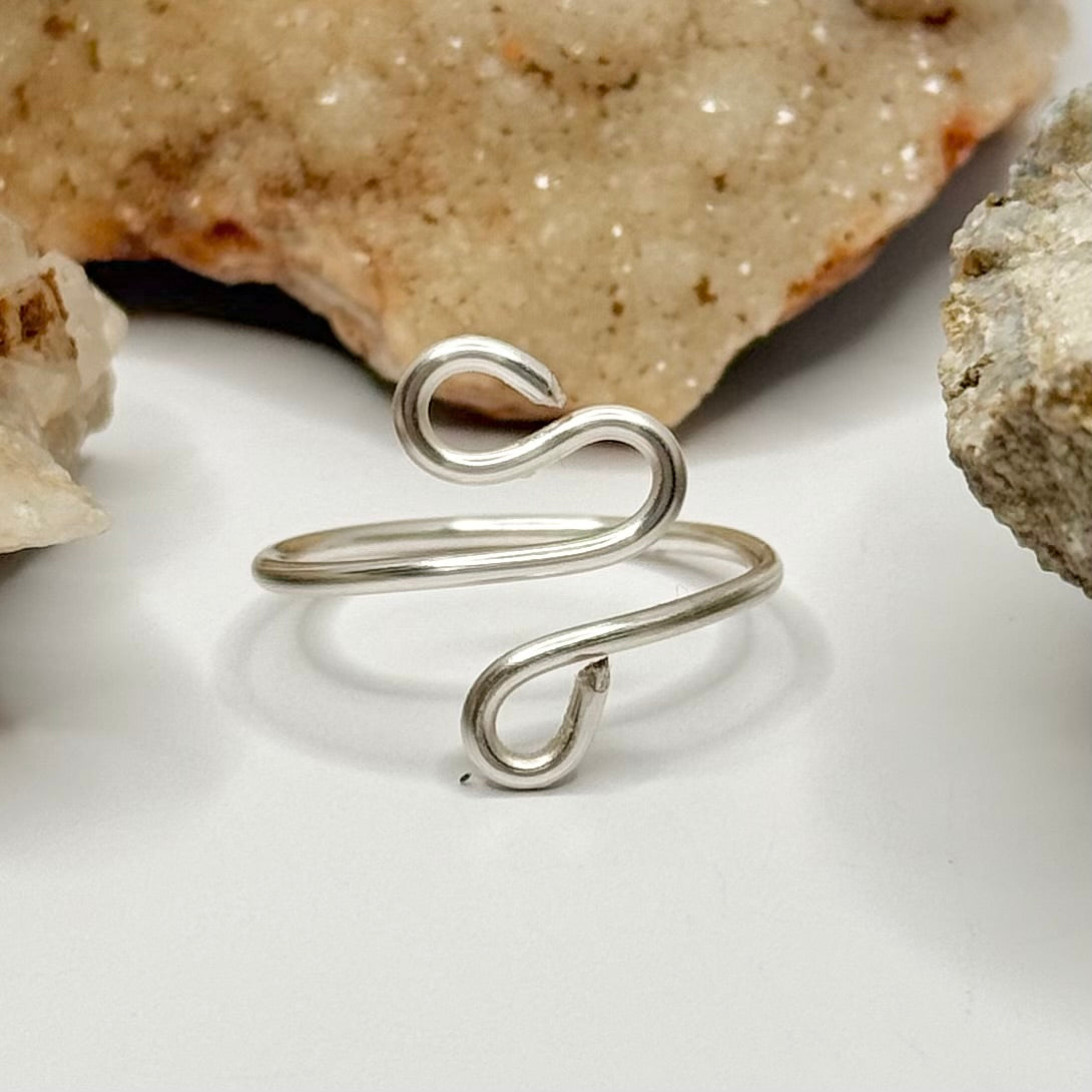 Silver Coil Bypass Ring