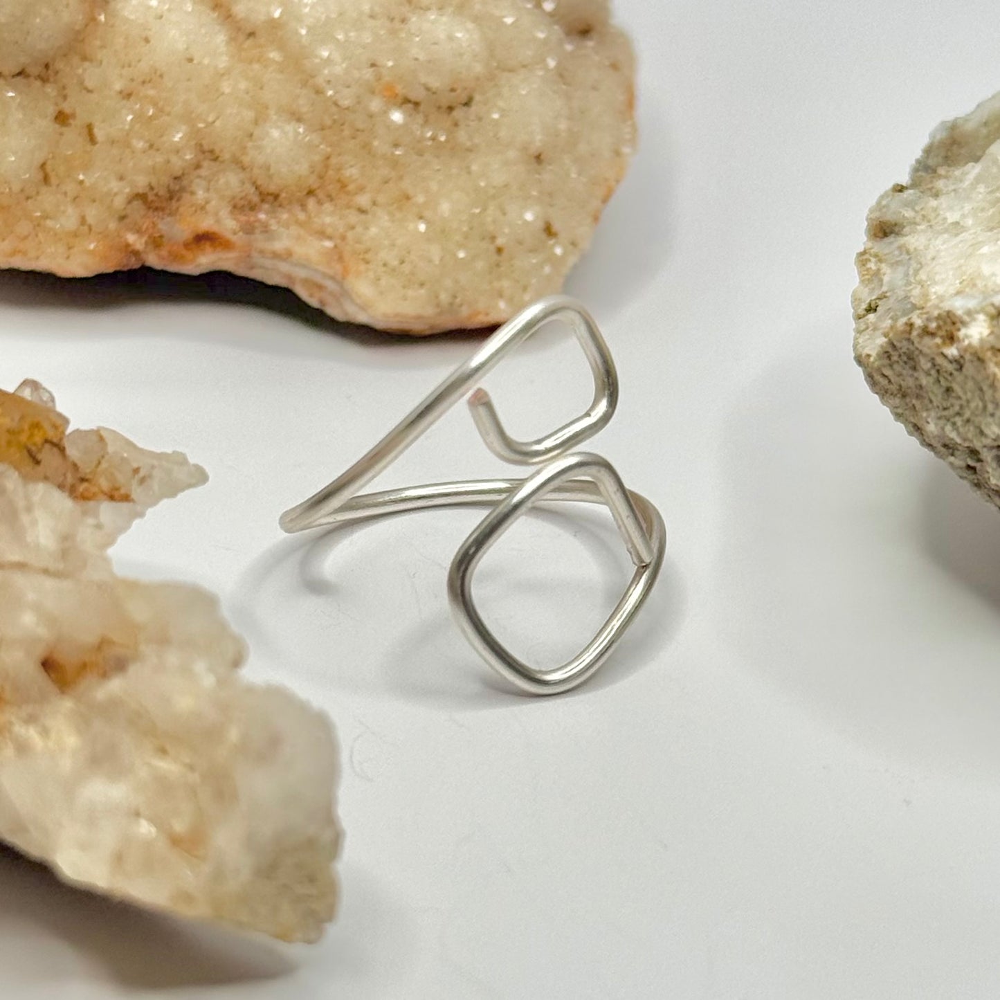 Silver Squared Bypass Ring