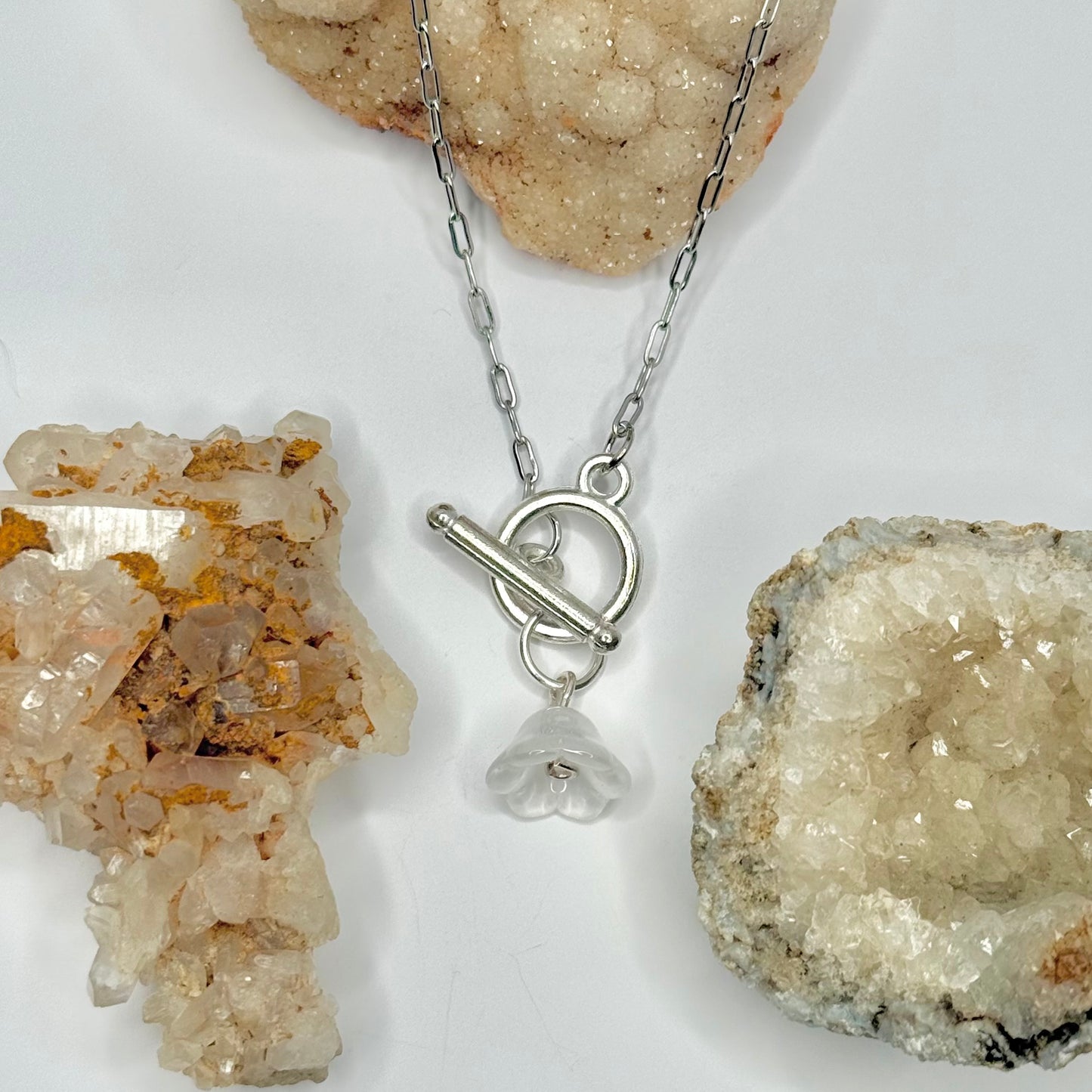 Silver Flower Toggle Necklace