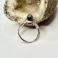 Silver Snowflake Obsidian Ring