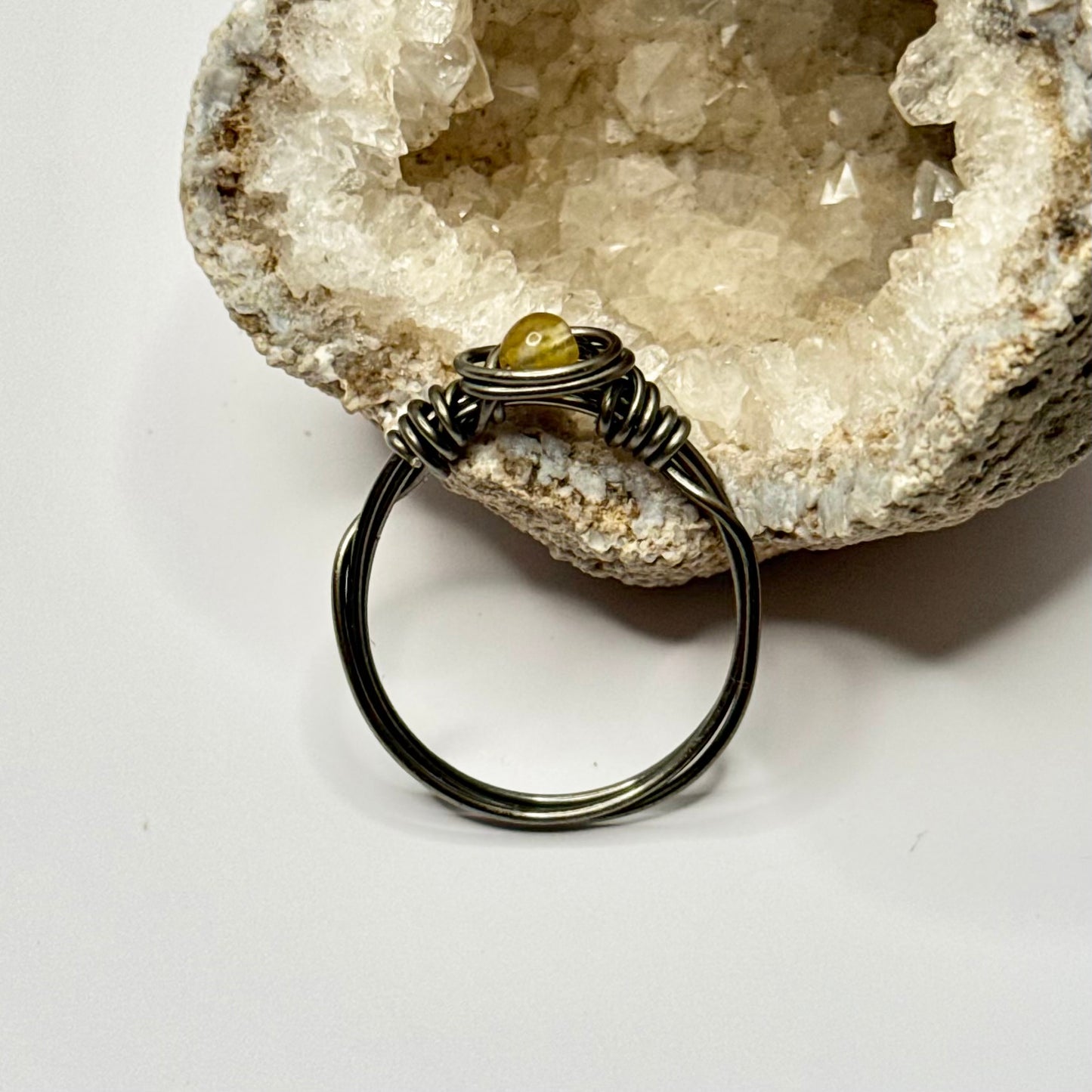 Charcoal Yellow Jade Ring