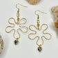 Gold Dalmatian Jasper Flower Earrings