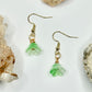 Gold Plated Green Flower Earrings