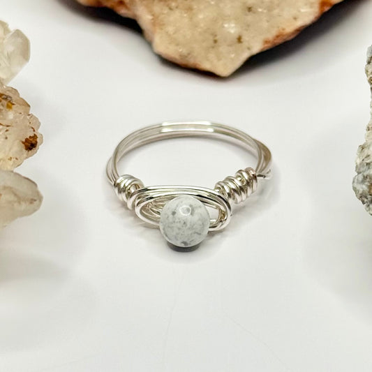 Silver Howlite Ring