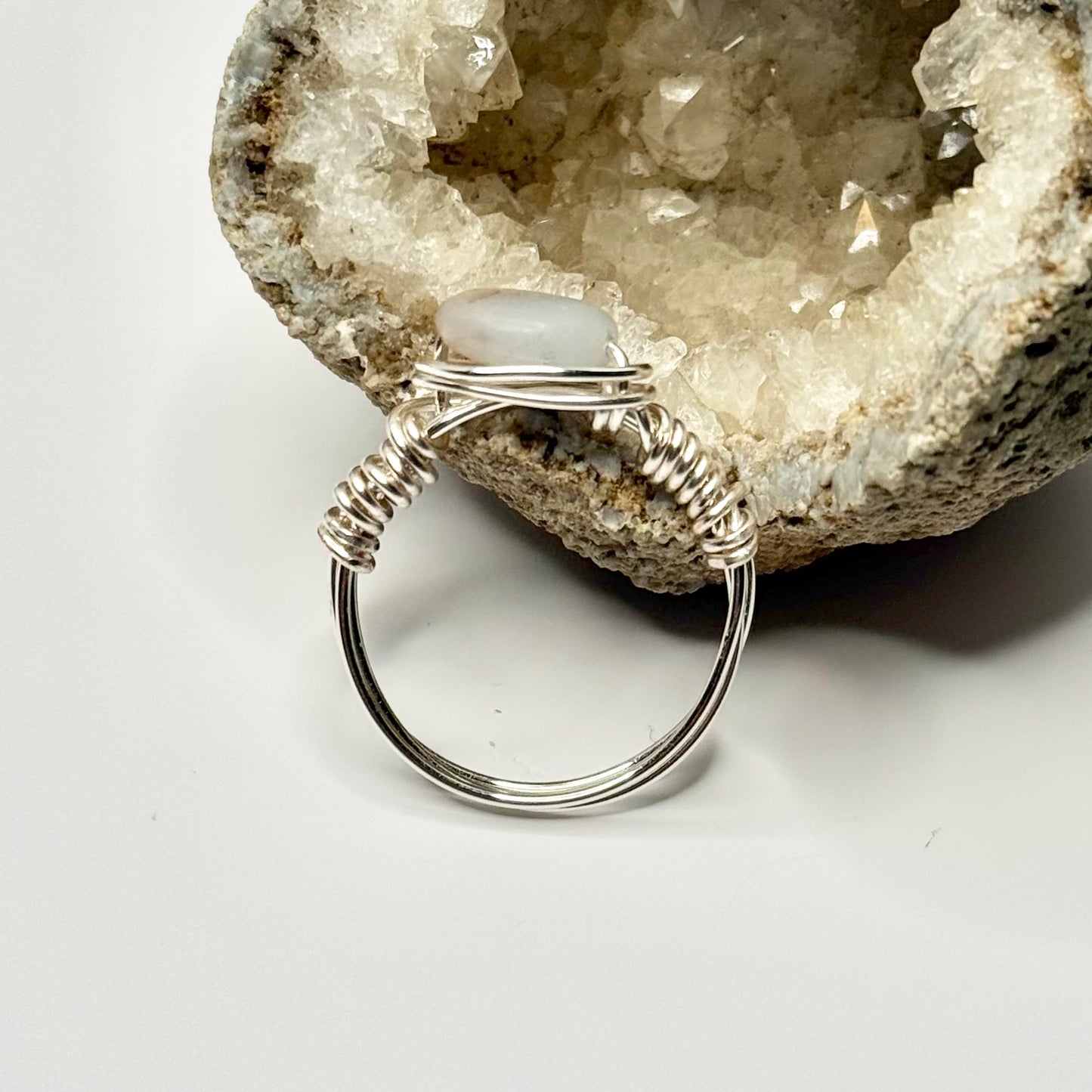 Silver White Jade Ring