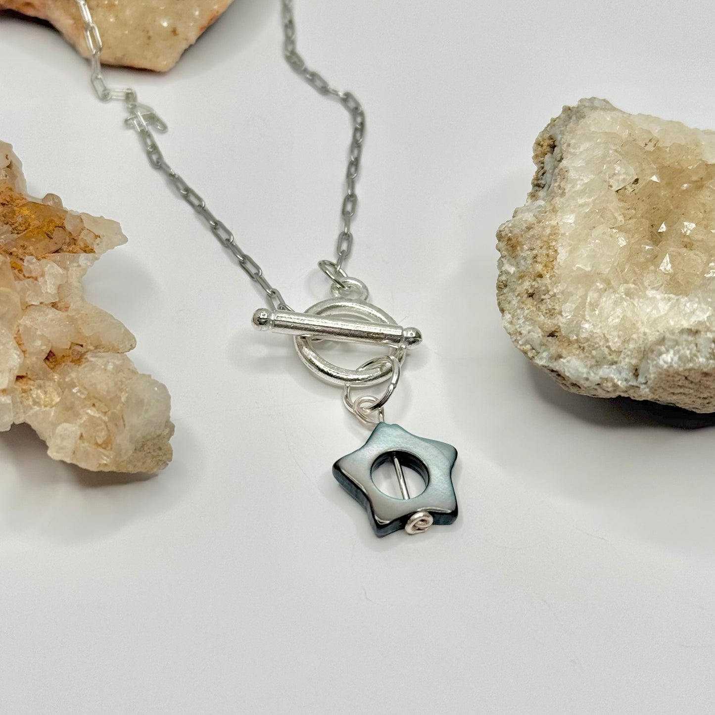 Silver Star Shell Toggle Necklace