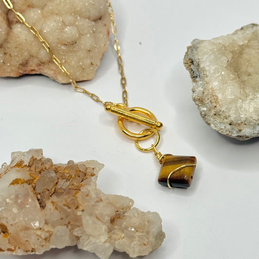 Gold Tigers Eye Toggle Necklace