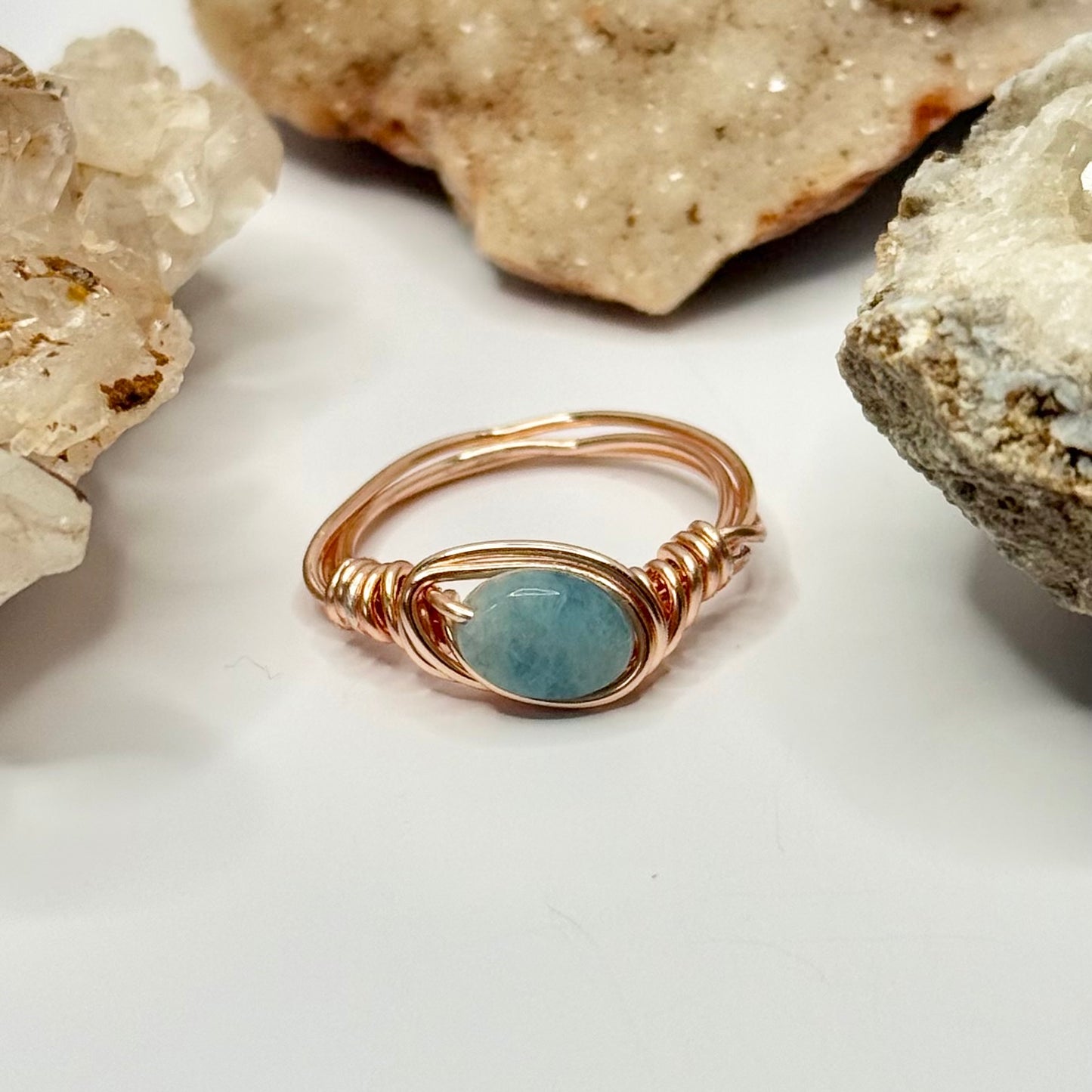 Rose Gold Blue Beryl Ring