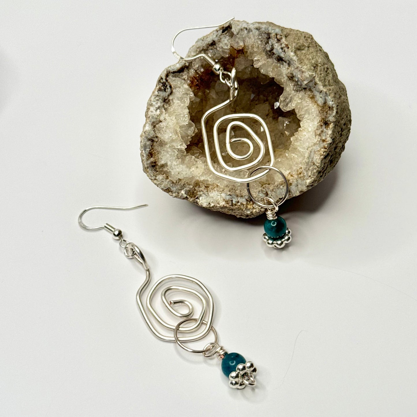 Sterling Silver Blue Apatite Swirl Earrings