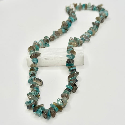 Labradorite and Aquamarine Beaded Necklace