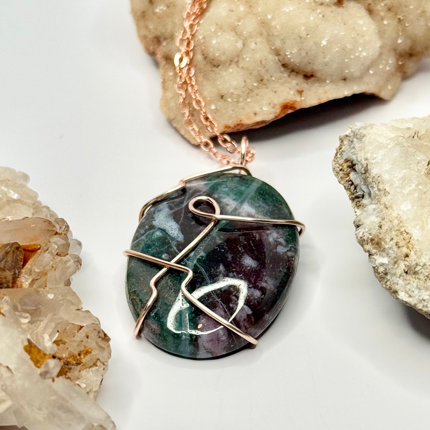 Rose Gold Ocean Jasper Necklace