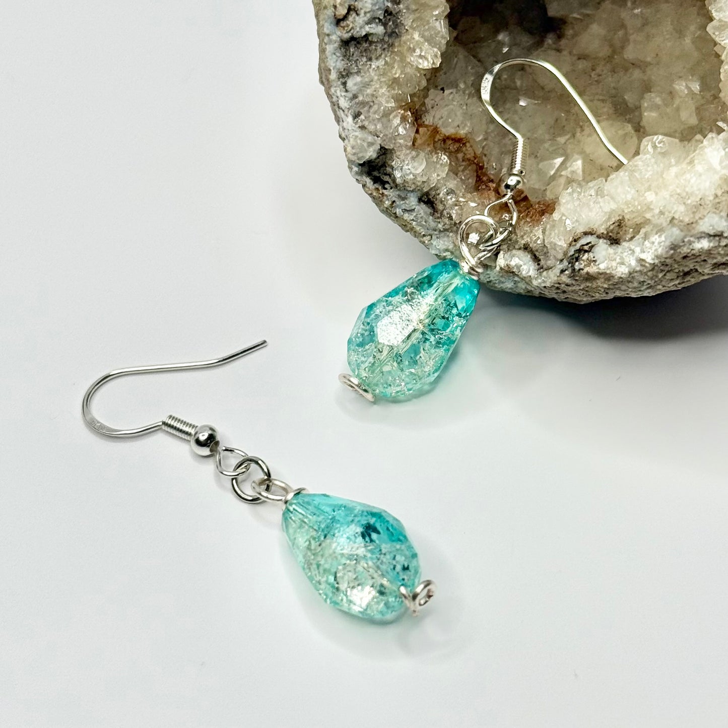 Sterling Silver Blue Resin Earrings