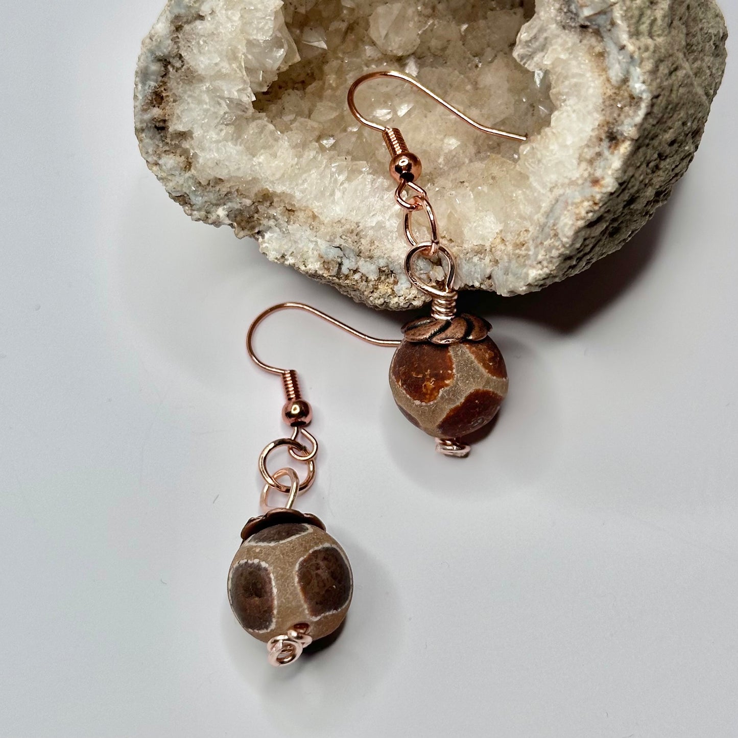 Rose Gold Tibetan Earrings