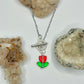 Silver Red Tulip Toggle Necklace