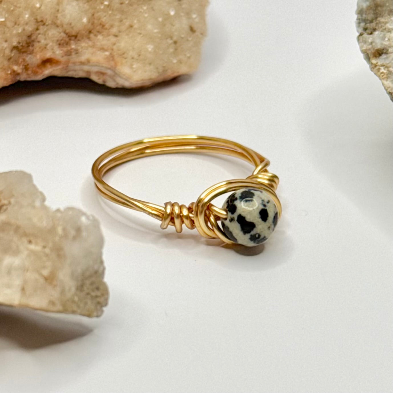 Gold Dalmatian Jasper Ring