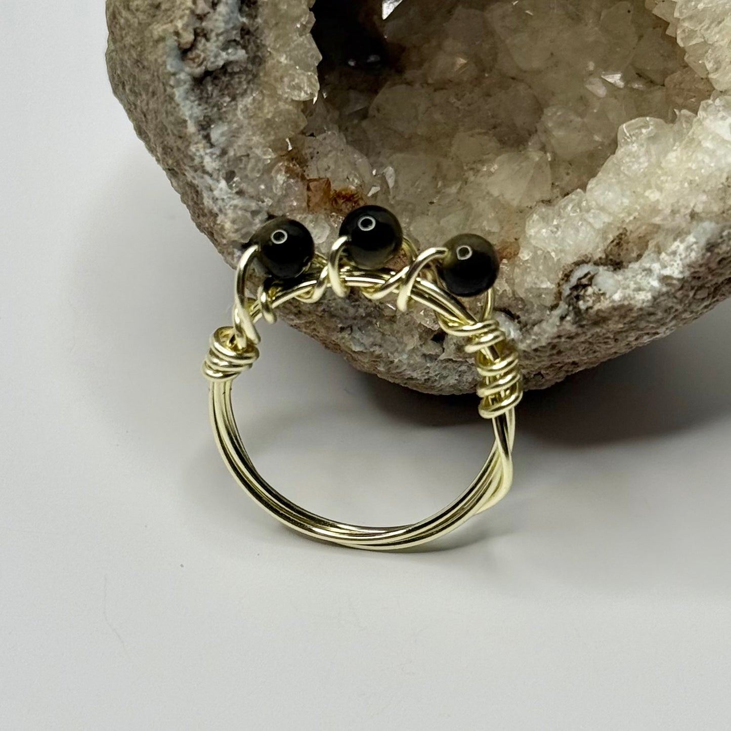 Gold Sheen Obsidian Ring