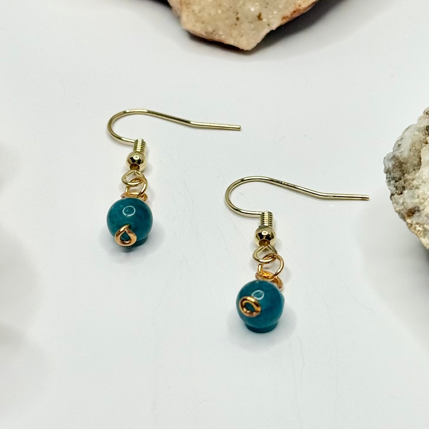 Gold Plated Blue Apatite Earrings