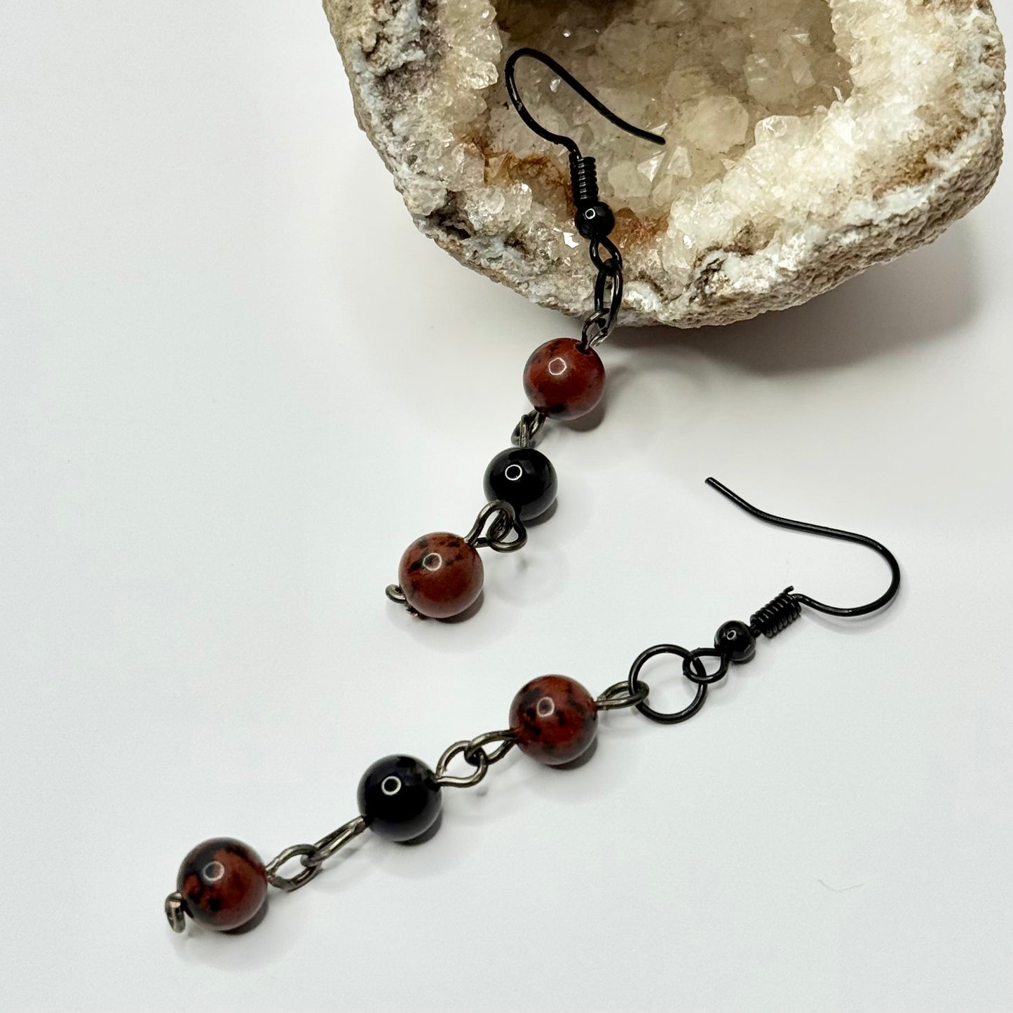 Charcoal Obsidian and Onyx Earrings