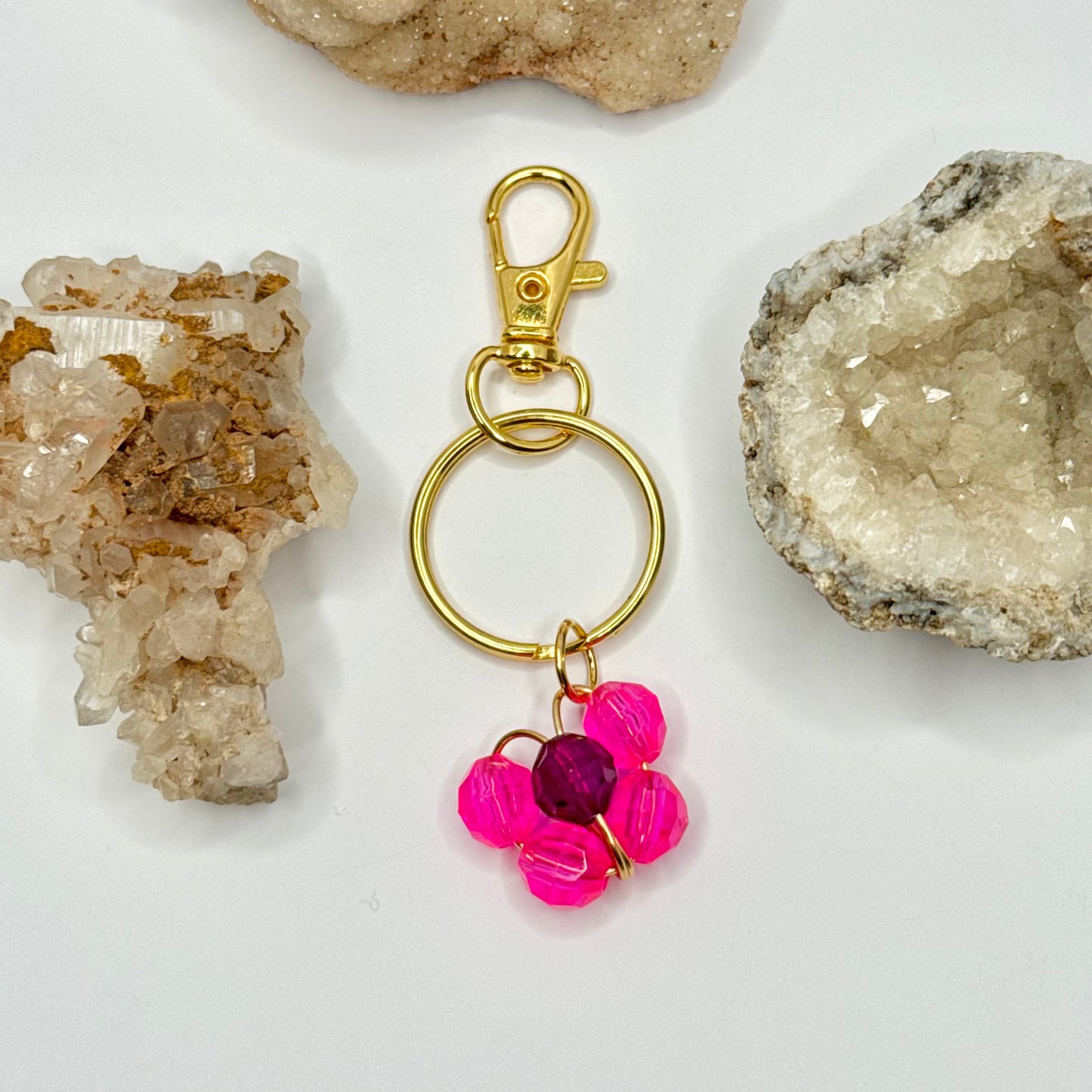 Gold Pink Butterfly Keychain