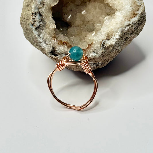 Rose Gold Blue Apatite Ring