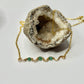 Gold Green Dyed Quartz Wavy Bar Necklace