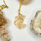 Gold Golden Healer Quartz Moon Necklace